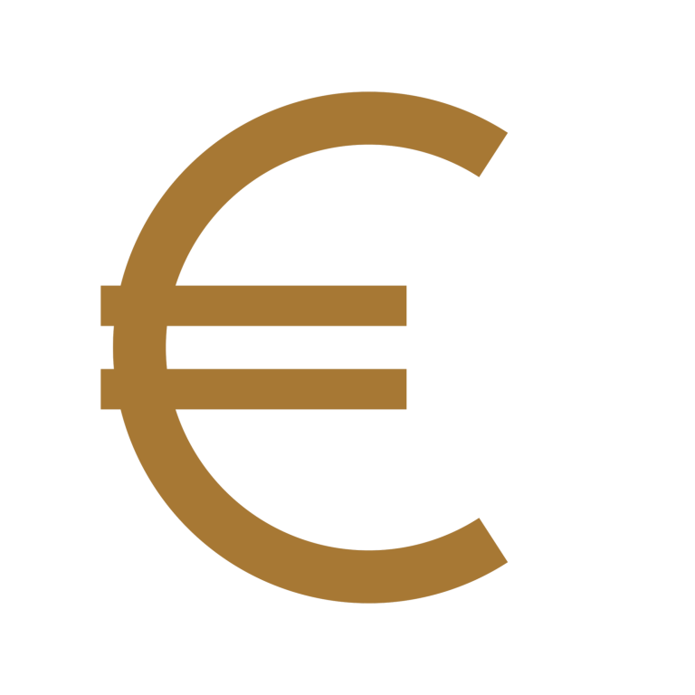 EURO Zeichen Symbol des Euros in einem schlichten, braunen Design.