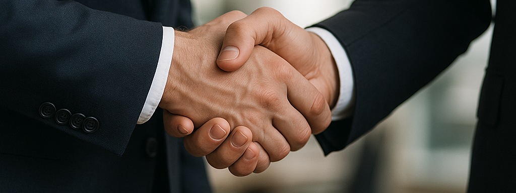 Handshake 2 Geschäftspartner schütteln sich die Hand