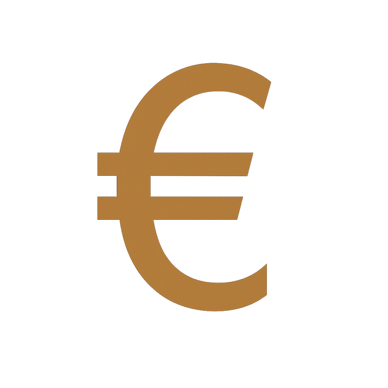 Symbol des Euros in einem schlichten, braunen Design.